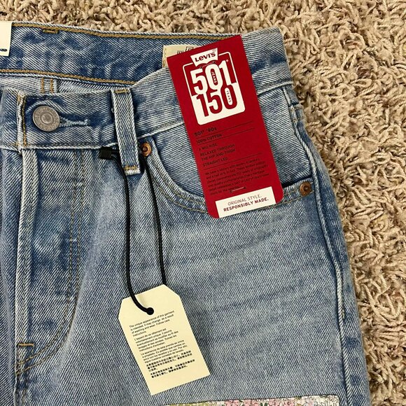 Levi's® Premium 501® 150th Anniversary ‘90s Patchwork Women's Jeans, Size 24x30 - Picture 9 of 16